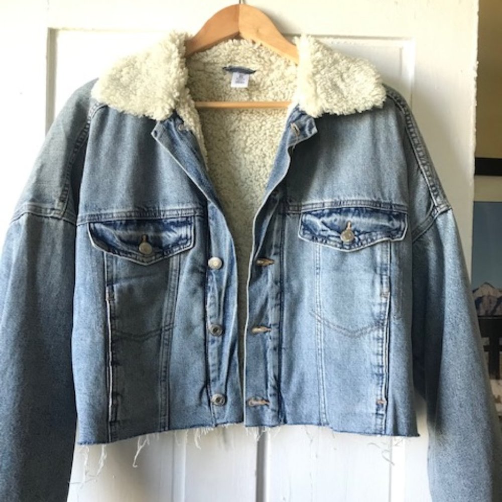 H&M | Faux Shearling-Lined Denim Jacket